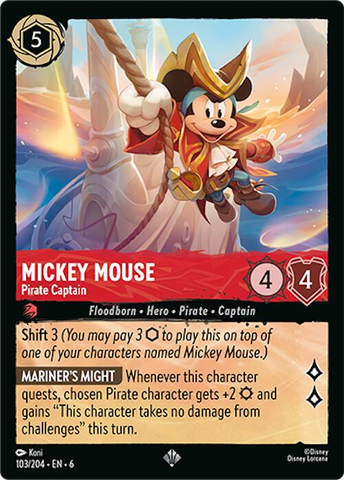 Mickey Mouse - Pirate Captain (103/204) [Azurite Sea] - Disney - Card Brawlers | Quebec | Canada |