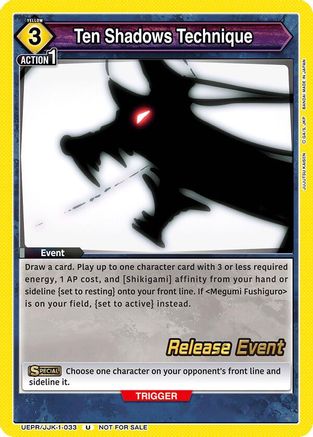Ten Shadows Technique (UEPR/JJK-1-033) - UE03BT Jujutsu Kaisen Release Event Cards - UE03BT: Jujutsu Kaisen Release Event Cards - Card Brawlers | Quebec | Canada |