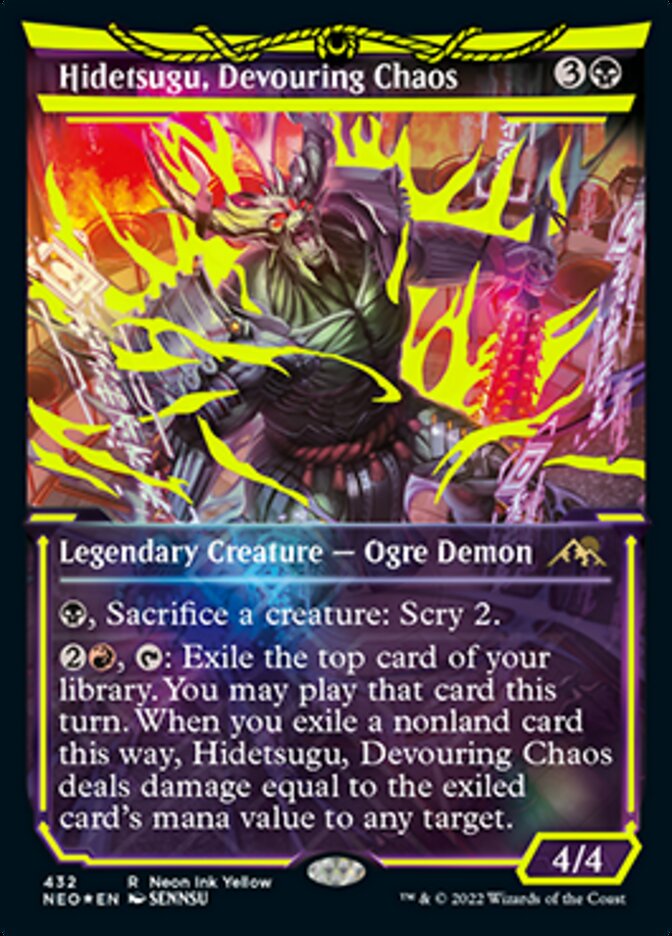 Hidetsugu, Devouring Chaos (Neon Ink Yellow) [Kamigawa: Neon Dynasty] - Magic: The Gathering - Card Brawlers | Quebec | Canada |