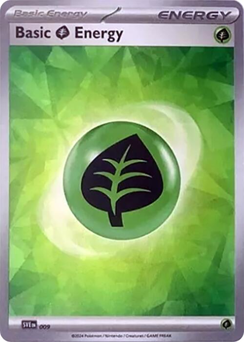 Basic Grass Energy (009) (Cracked Ice Holo) [Scarlet & Violet: Stellar Crown] - Pokémon - Card Brawlers | Quebec | Canada |