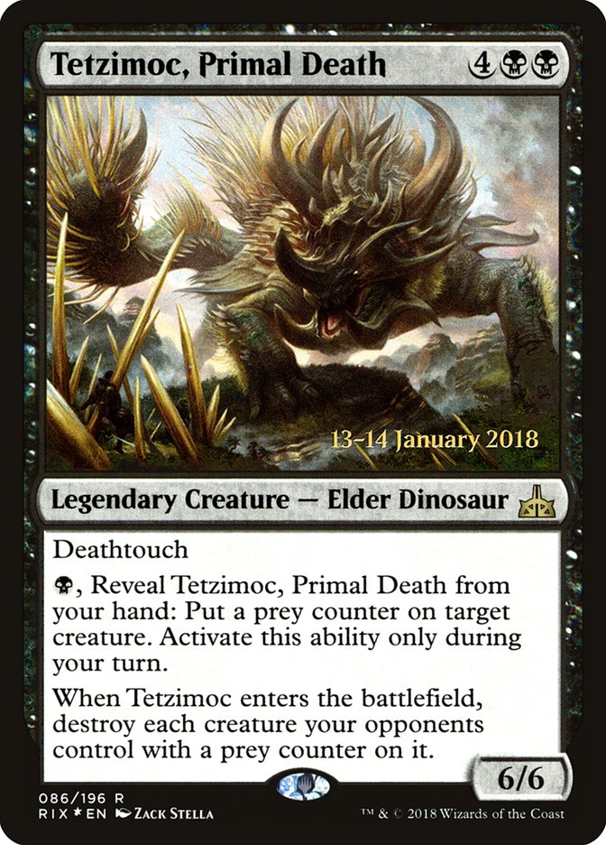 Tetzimoc, Primal Death [Rivals of Ixalan Prerelease Promos] - Magic: The Gathering - Card Brawlers | Quebec | Canada |