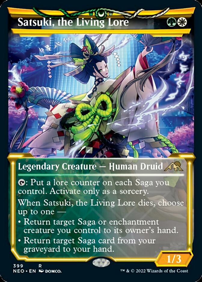 Satsuki, the Living Lore (Showcase Soft Glow) [Kamigawa: Neon Dynasty] - Magic: The Gathering - Card Brawlers | Quebec | Canada |