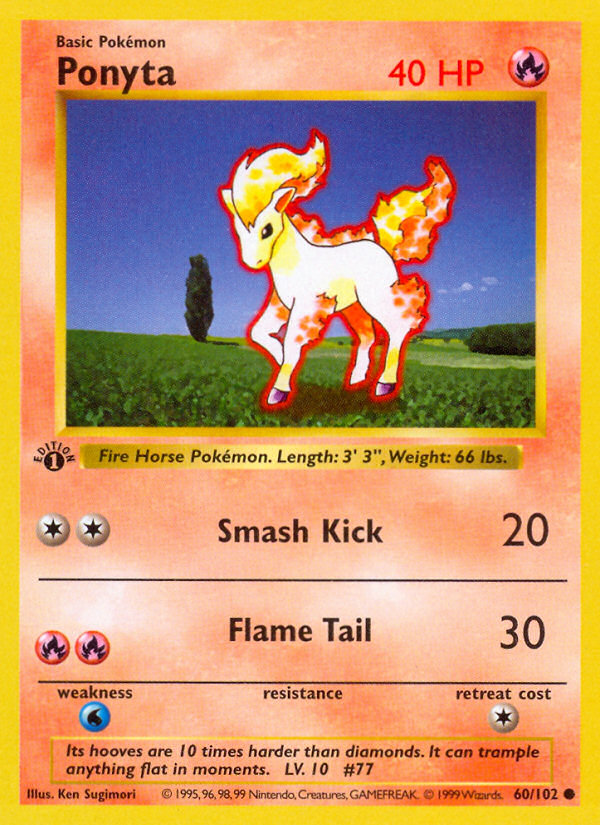 Ponyta (60/102) (Shadowless) [Base Set 1st Edition] - Pokémon - Card Brawlers | Quebec | Canada |