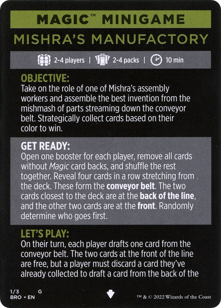 Mishra's Manufactory (Magic Minigame) [The Brothers' War Minigame] - Magic: The Gathering - Card Brawlers | Quebec | Canada |
