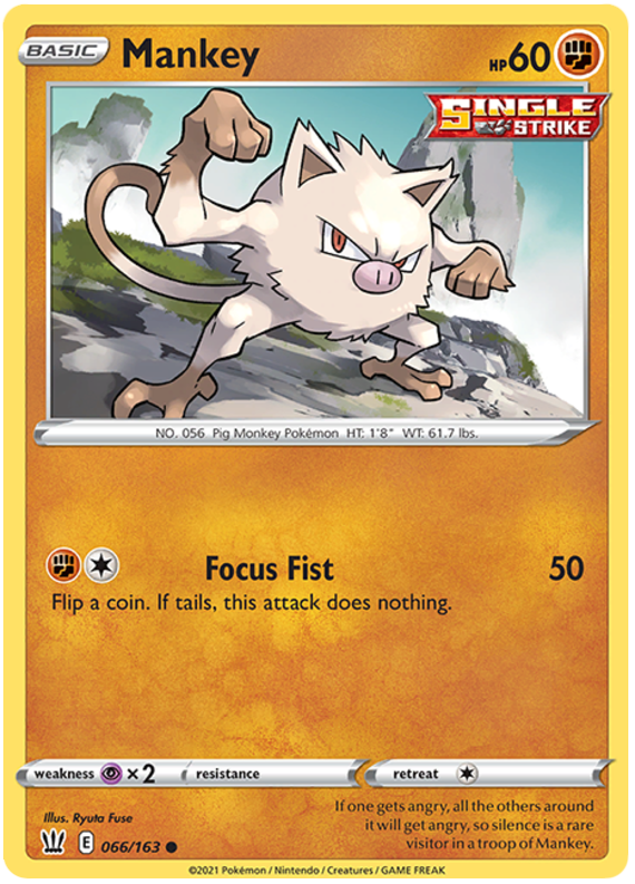 Mankey (066/163) [Sword & Shield: Battle Styles] - Pokémon - Card Brawlers | Quebec | Canada |