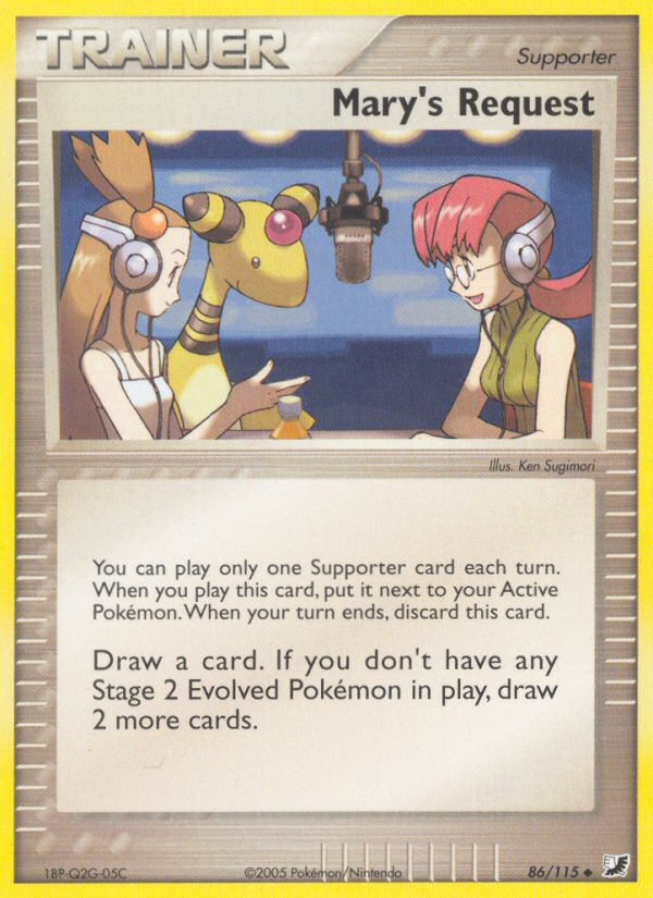 Mary's Request (86/115) [EX: Unseen Forces] - Pokémon - Card Brawlers | Quebec | Canada |