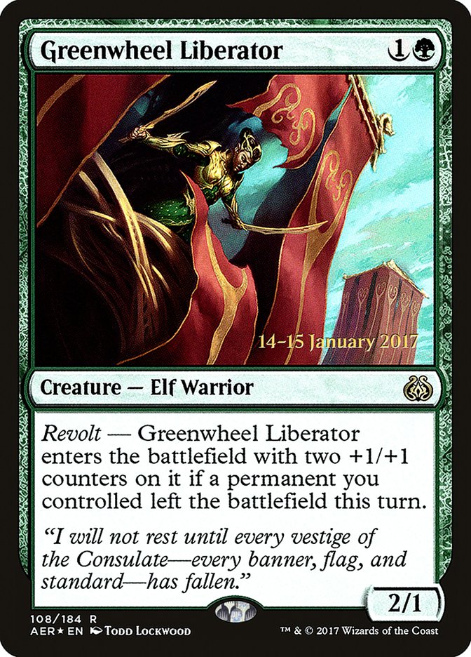 Greenwheel Liberator [Aether Revolt Prerelease Promos] - Magic: The Gathering - Card Brawlers | Quebec | Canada |