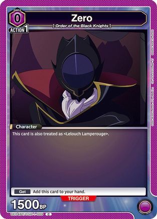 Zero (UE04BT/CGH-1-009) - UE04BT CODE GEASS Lelouch of the Rebellion - UE04BT: CODE GEASS: Lelouch of the Rebellion - Card Brawlers | Quebec | Canada |