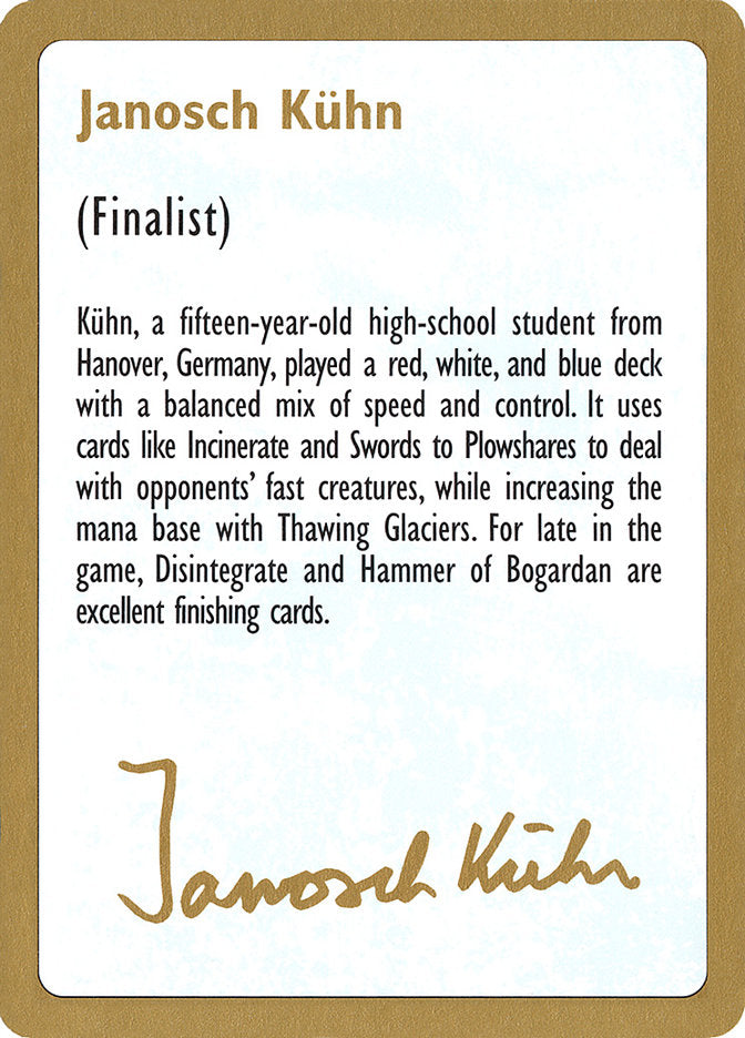 Janosch Kuhn Bio [World Championship Decks 1997] - Magic: The Gathering - Card Brawlers | Quebec | Canada |