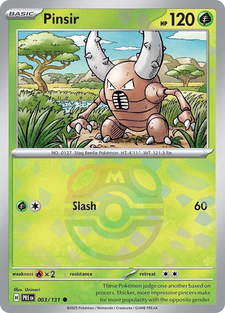 Pinsir (003/131) (Master Ball Pattern) [Scarlet & Violet: Prismatic Evolutions] - Pokémon - Card Brawlers | Quebec | Canada |