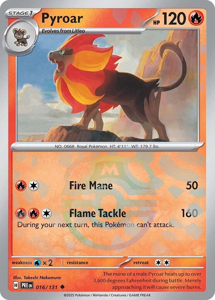 Pyroar (016/131) (Master Ball Pattern) [Scarlet & Violet: Prismatic Evolutions] - Pokémon - Card Brawlers | Quebec | Canada |