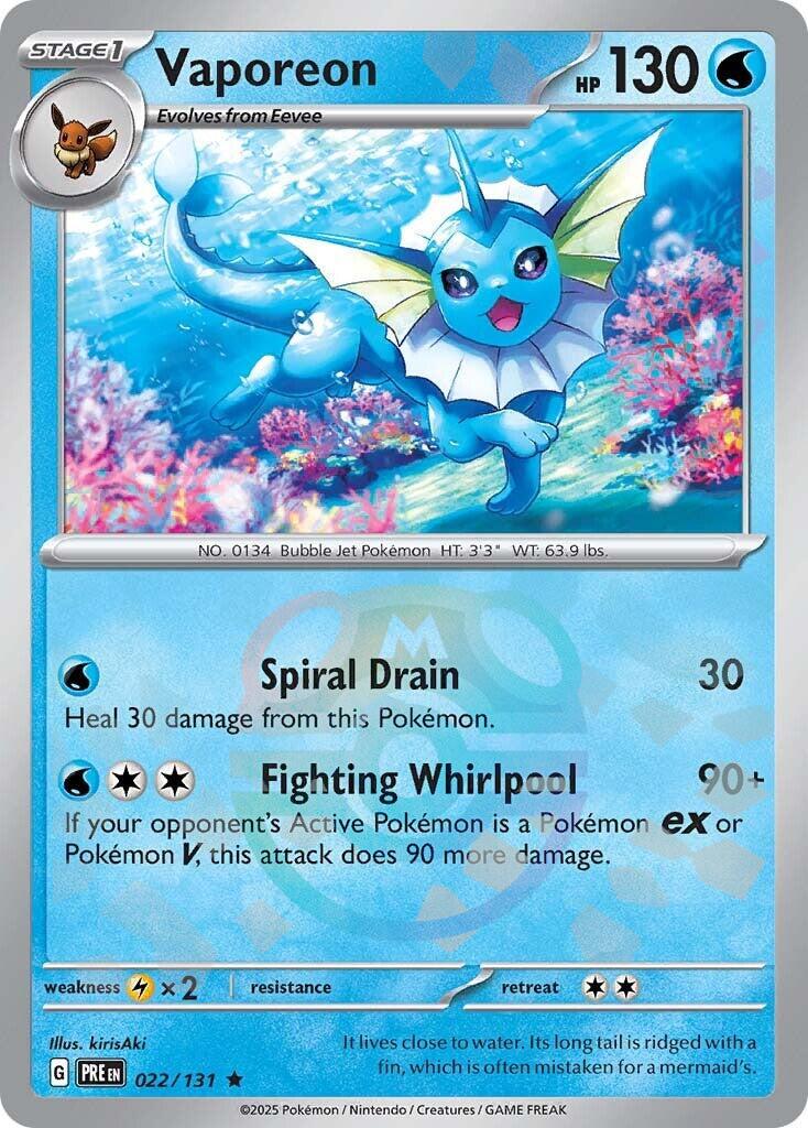 Vaporeon (022/131) (Master Ball Pattern) [Scarlet & Violet: Prismatic Evolutions] - Pokémon - Card Brawlers | Quebec | Canada |