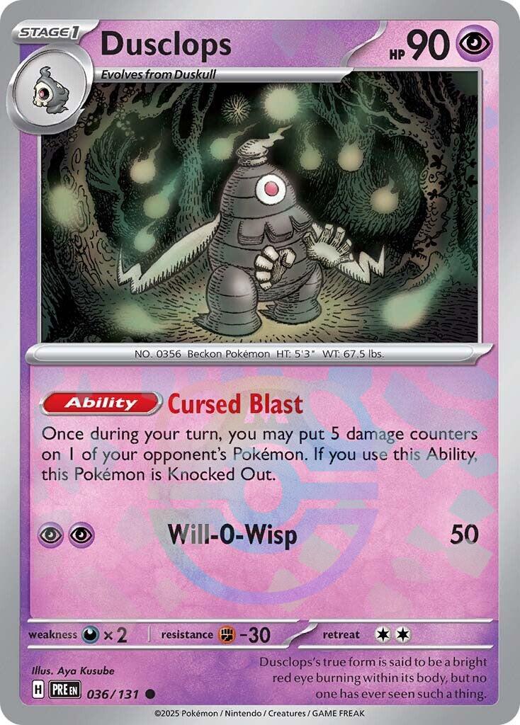 Dusclops (036/131) (Master Ball Pattern) [Scarlet & Violet: Prismatic Evolutions] - Pokémon - Card Brawlers | Quebec | Canada |