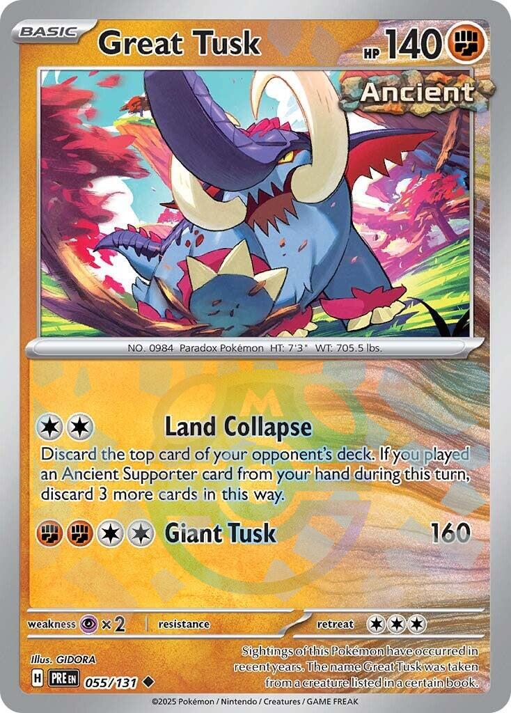 Great Tusk (055/131) (Master Ball Pattern) [Scarlet & Violet: Prismatic Evolutions] - Pokémon - Card Brawlers | Quebec | Canada |