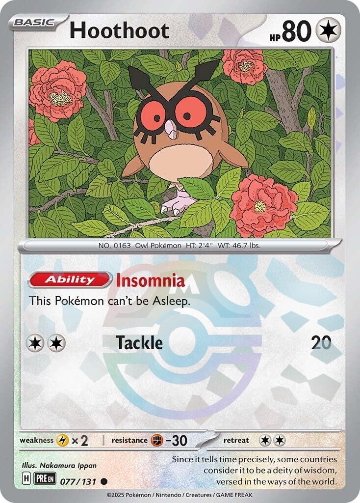 Hoothoot (077/131) (Master Ball Pattern) [Scarlet & Violet: Prismatic Evolutions] - Pokémon - Card Brawlers | Quebec | Canada |