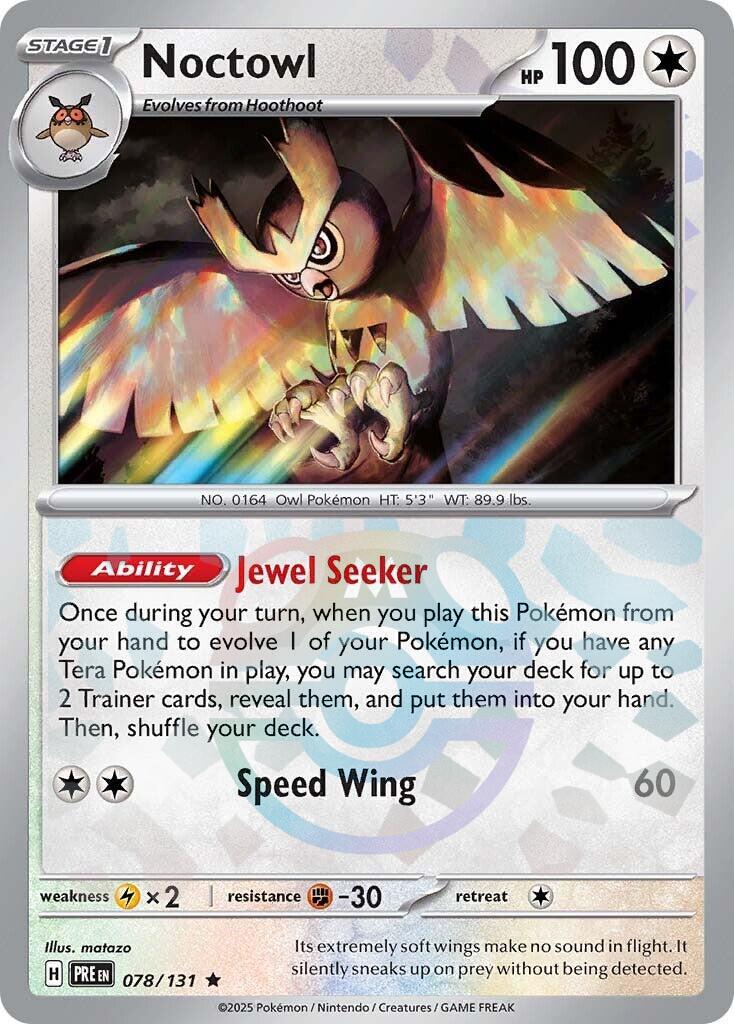 Noctowl (078/131) (Master Ball Pattern) [Scarlet & Violet: Prismatic Evolutions] - Pokémon - Card Brawlers | Quebec | Canada |