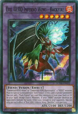 Evil HERO Inferno Wing - Backfire [SUDA-EN032] Super Rare - Yu-Gi-Oh! - Card Brawlers | Quebec | Canada |