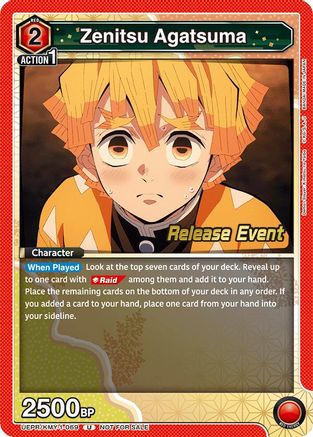 Zenitsu Agatsuma (069) (UEPR/KMY-1-069) - UE05BT Demon Slayer Kimetsu no Yaiba Release Event Cards - UE05BT: Demon Slayer: Kimetsu no Yaiba Release Event Cards - Card Brawlers | Quebec | Canada |