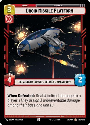 Droid Missile Platform (162/262) (162/257) [Jump to Lightspeed] - Fantasy Flight Games - Card Brawlers | Quebec | Canada |