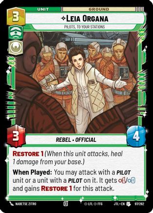 Leia Organa - Pilots, To Your Stations (097/262) (097/257) [Jump to Lightspeed] - Fantasy Flight Games - Card Brawlers | Quebec | Canada |
