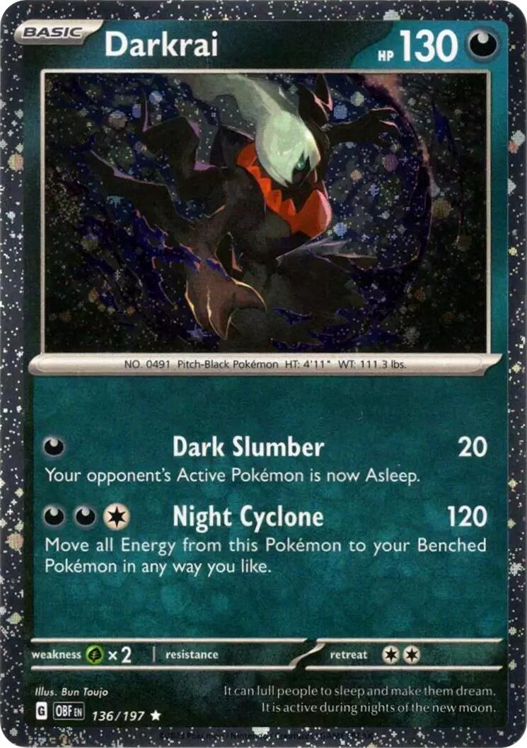 Darkrai (136/197) (Cosmos Holo) [Scarlet & Violet: Obsidian Flames] - Pokémon - Card Brawlers | Quebec | Canada |