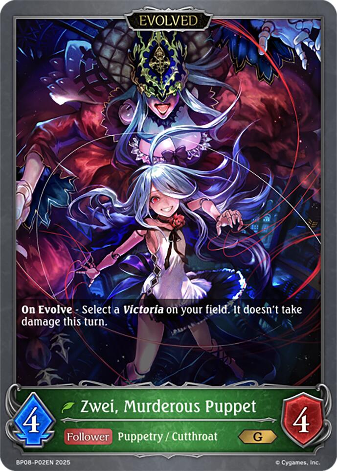 Zwei, Murderous Puppet (Evolved) - P02EN (Foil) (BP08-P02EN) [Alterchaotica] - Bushiroad - Card Brawlers | Quebec | Canada |