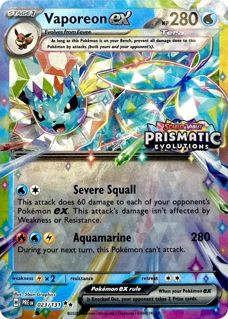 Vaporeon ex (023/131) (Prismatic Evolutions Stamp) [Scarlet & Violet: Prismatic Evolutions] - Pokémon - Card Brawlers | Quebec | Canada |