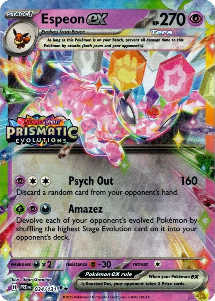 Espeon ex (034/131) (Prismatic Evolutions Stamp) [Scarlet & Violet: Prismatic Evolutions] - Pokémon - Card Brawlers | Quebec | Canada |