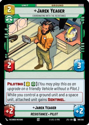 Jarek Yeager - Coordinating With The Resistance (109/262) (109/262) [Jump to Lightspeed] - Fantasy Flight Games - Card Brawlers | Quebec | Canada |