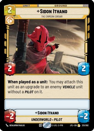 Sidon Ithano - The Crimson Corsair (213/262) (213/262) [Jump to Lightspeed] - Fantasy Flight Games - Card Brawlers | Quebec | Canada |