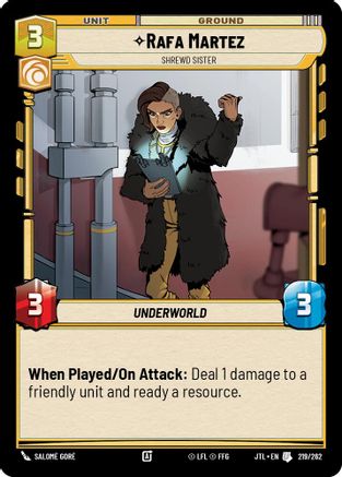 Rafa Martez - Shrewd Sister (219/262) (219/262) [Jump to Lightspeed] - Fantasy Flight Games - Card Brawlers | Quebec | Canada |