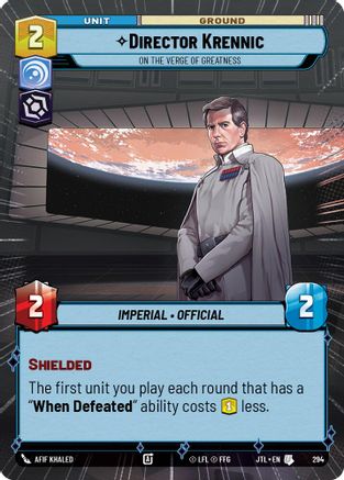 Director Krennic - On the Verge of Greatness (294) (Hyperspace) (294) [Jump to Lightspeed] - Fantasy Flight Games - Card Brawlers | Quebec | Canada |