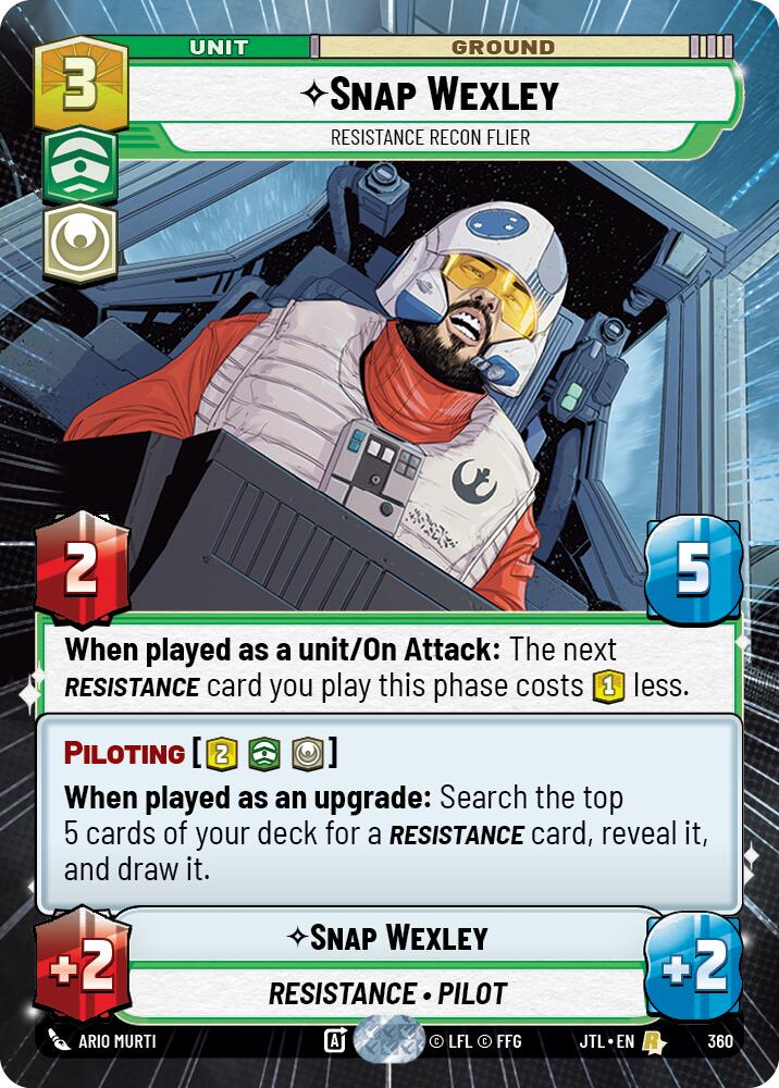Snap Wexley - Resistance Recon Flier (360) (Hyperspace) (360) [Jump to Lightspeed] - Fantasy Flight Games - Card Brawlers | Quebec | Canada |