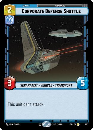 Corporate Defense Shuttle (557) (557) [Jump to Lightspeed] - Fantasy Flight Games - Card Brawlers | Quebec | Canada |