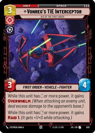 Vonreg's TIE Interceptor - Ace of the First Order (635) (635) [Jump to Lightspeed] - Fantasy Flight Games - Card Brawlers | Quebec | Canada |