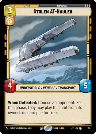 Stolen AT-Hauler (719) (719) [Jump to Lightspeed] - Fantasy Flight Games - Card Brawlers | Quebec | Canada |