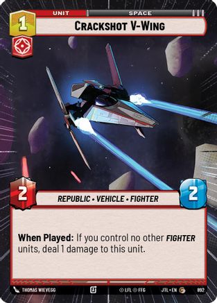 Crackshot V-Wing (892) (Hyperspace Foil) (892) [Jump to Lightspeed] - Fantasy Flight Games - Card Brawlers | Quebec | Canada |