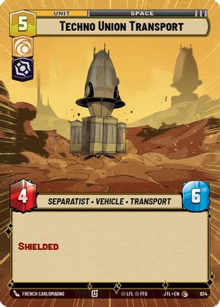 Techno Union Transport (924) (Hyperspace Foil) (924) [Jump to Lightspeed] - Fantasy Flight Games - Card Brawlers | Quebec | Canada |