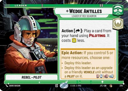 Wedge Antilles - Leader of Red Squadron (270) (Hyperspace) (270) [Jump to Lightspeed] - Fantasy Flight Games - Card Brawlers | Quebec | Canada |