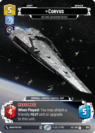 Corvus - Inferno Squadron Raider (1052) (Prestige Foil) (1052) [Jump to Lightspeed] - Fantasy Flight Games - Card Brawlers | Quebec | Canada |