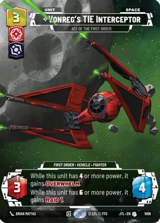 Vonreg's TIE Interceptor - Ace of the First Order (1066) (Prestige Foil) (1066) [Jump to Lightspeed] - Fantasy Flight Games - Card Brawlers | Quebec | Canada |