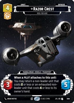 Razor Crest - Ride For Hire (1080) (Prestige Foil) (1080) [Jump to Lightspeed] - Fantasy Flight Games - Card Brawlers | Quebec | Canada |