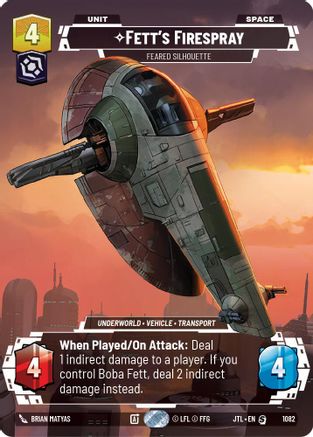Fett's Firespray - Feared Silhouette (1082) (Prestige Foil) (1082) [Jump to Lightspeed] - Fantasy Flight Games - Card Brawlers | Quebec | Canada |