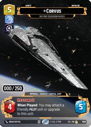 Corvus - Inferno Squadron Raider (1088) (Serialized) (1088) [Jump to Lightspeed] - Fantasy Flight Games - Card Brawlers | Quebec | Canada |
