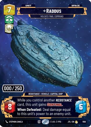 Raddus - Holdo's Final Command (1100) (Serialized) (1100) [Jump to Lightspeed] - Fantasy Flight Games - Card Brawlers | Quebec | Canada |