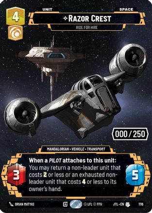 Razor Crest - Ride For Hire (1116) (Serialized) (1116) [Jump to Lightspeed] - Fantasy Flight Games - Card Brawlers | Quebec | Canada |