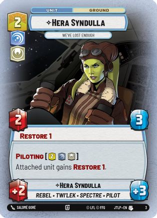 Hera Syndulla - We've Lost Enough (3) (3) [Jump to Lightspeed: Weekly Play] - Fantasy Flight Games - Card Brawlers | Quebec | Canada |