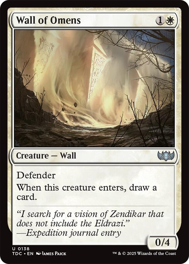 Wall of Omens [Tarkir: Dragonstorm Commander] - Magic: The Gathering - Card Brawlers | Quebec | Canada |