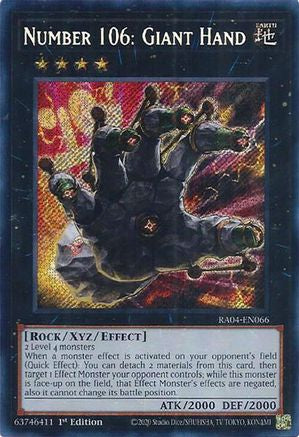 Number 106: Giant Hand [RA04-EN066] Secret Rare - Yu-Gi-Oh! - Card Brawlers | Quebec | Canada |