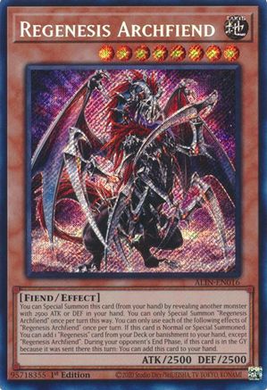 Regenesis Archfiend [ALIN-EN016] Secret Rare - Yu-Gi-Oh! - Card Brawlers | Quebec | Canada |